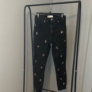 Abercrombie & Fitch Black Embroidered Skinny Jeans